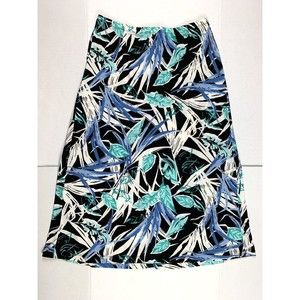 Koret Skirt Women’s Size L Floral Flare Maxi Jersey A Line Elastic Waist USA